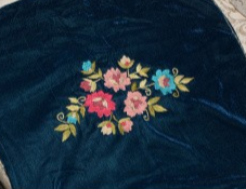 [VC-EG-C-3] C-3 Deep Blue Velvet Hand Embroidered Cushion Covers Set