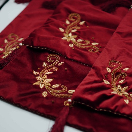 [VC-EG-C-9] C-9 Burgundy Velvet Formal Cushion Covers Set with Dabka Work