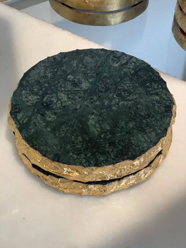 [VC-RAKH-PC-10107] Marble Coasters – Emerald Green