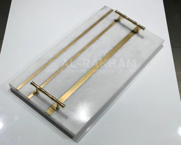 [VC-RAKH-MT-BI-10102] Brass Inlay Tray-White