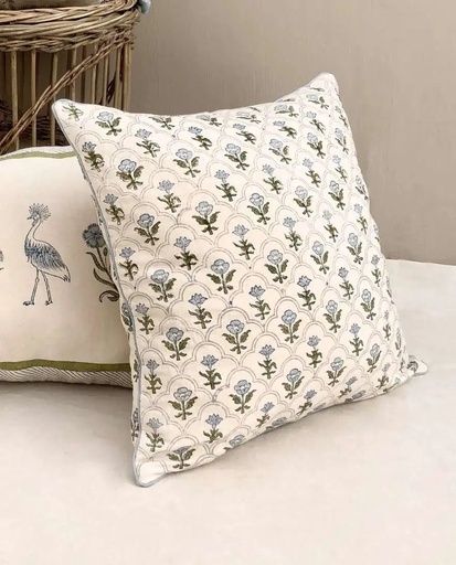 [VC-CALC-130] Blue Mughal | Charbagh Cushion Cover