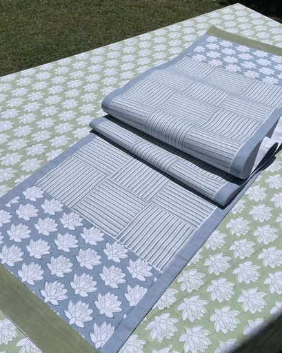[VC-CALC-043] Sage Green Lotus Table Runner
