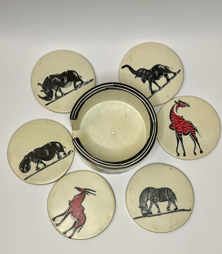[VC-NUQ-NQACS01] Jungle Edition – Handmade Soapstone Coasters – Black & White Stripes