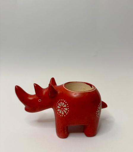 [VC-NUQ-NQANS11] Stone Rhinoceros Candle Holder – Red