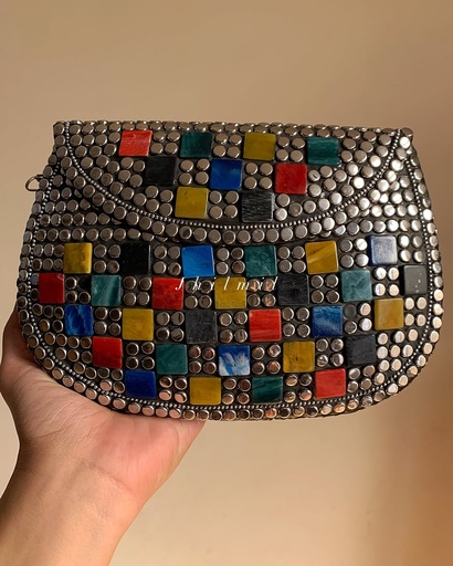 [VC-JHIL-004] Vintage Metal Clutch Sqaure Multi