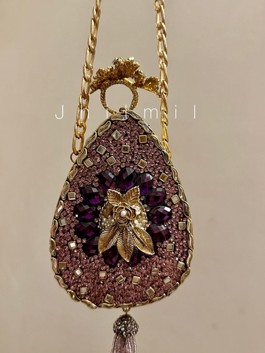 [VC-JHIL-014] Festive handmade Clutch - Oval Purple