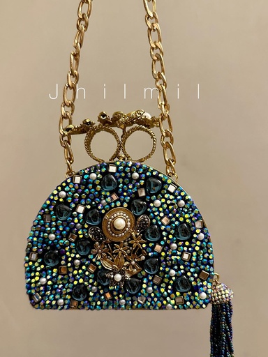 [VC-JHIL-017] Festive handmade Clutch - Dome Dark Blue