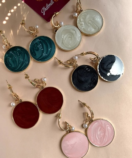 [VC-JHIL-219] Colored Raisan Round Earrings