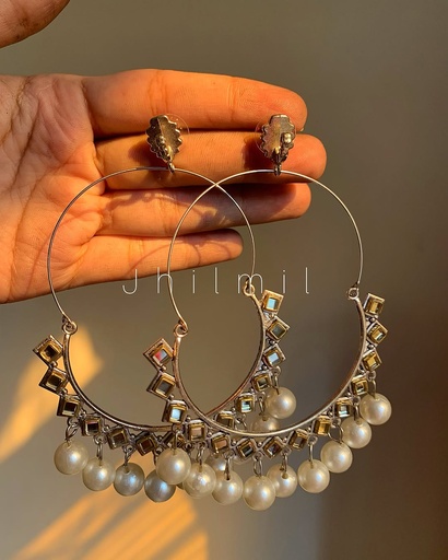 [VC-JHIL-291] Kundan pearls drop Chand Bali