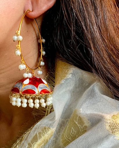 [VC-JHIL-298] Oversized meenakari hoops Bali