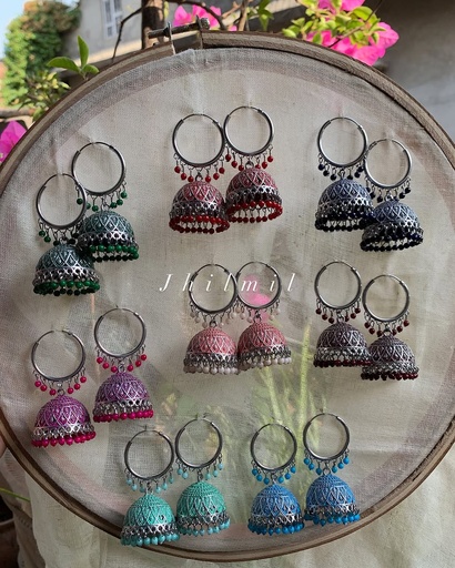 [VC-JHIL-350] Silver Meena Bali Jhumka