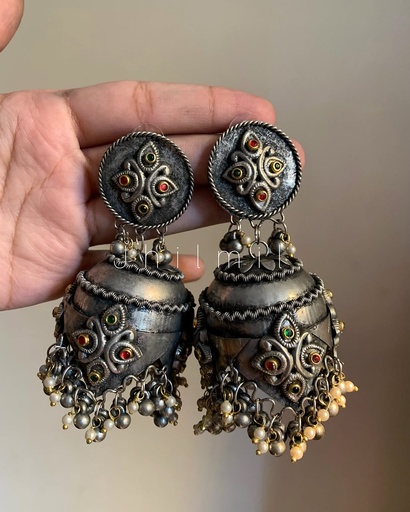 [VC-JHIL-352] Oxidized Jhumka Design 12