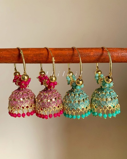 [VC-JHIL-407] Colored Baali Jhumki Golden