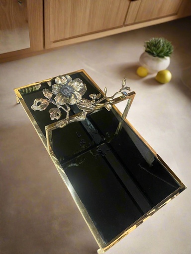 [VC-LAH-064] Brass Platter with Handle - 12x24