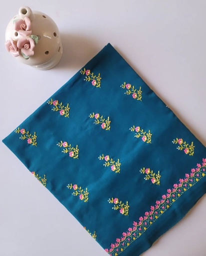 [VC-RK00048] Dreamy Dark Teal Ensemble Breezy Fabric with Delicate Flora & Fauna Embroidery Soft Lawn – Unstitched – 2 Piece