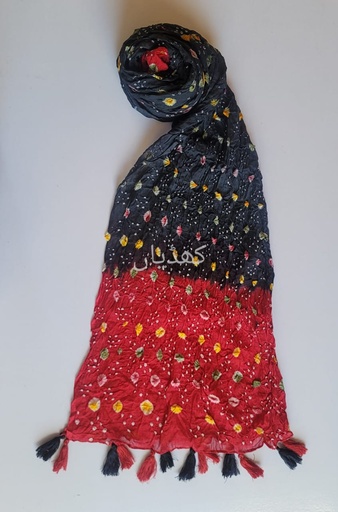 [VC-RK00034] Multicolored Hand-Knotted Chunri Dupatta Pure Lawn Ethnic Tie-Dye