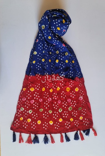[VC-RK00033] Multicolored Hand-Knotted Chunri Dupatta Pure Lawn Fabric