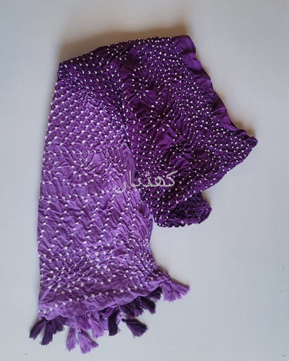 [VC-RK00031] Dark & Light Purple Hand-Knotted Chunri Dupatta Pure Lawn