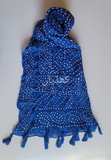 [VC-RK00029] Royal Blue Hand-Knotted Chunri Dupatta Pure Lawn Fabric