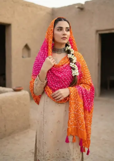 [VC-KD00002] Hand Knotted Chunri Dupatta Multicolored – Perfect as Dupatta, Scarf, or Stole. Cool, Cultural, and Classy for Both Western and Desi Looks!