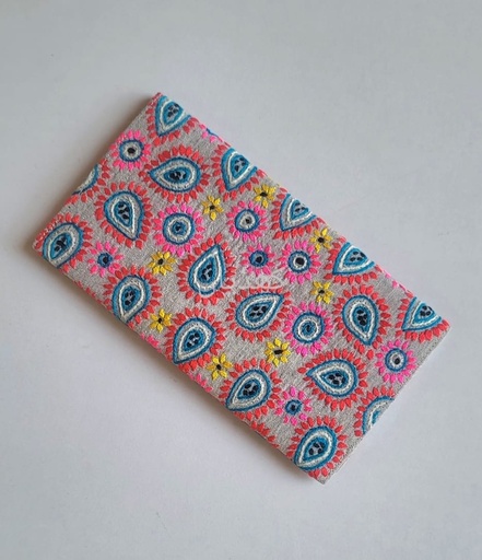[VC-RK00045] Dove Grey Wallet with Hand Embroidery – Limited Edition Compact Wallet for Cash, Cards & Phone