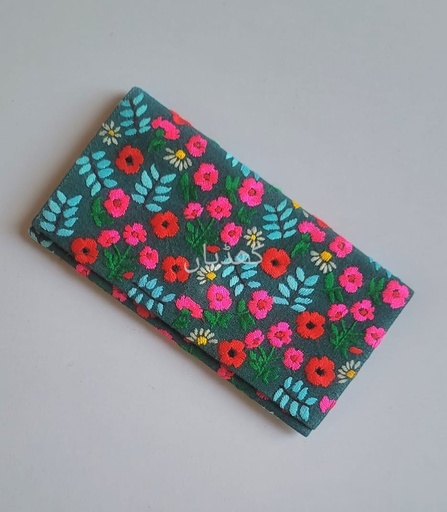 [VC-RK00047] Vivid Viridian Wallet with Hand Embroidery – Limited Edition Compact Wallet for Cash, Cards & Phone