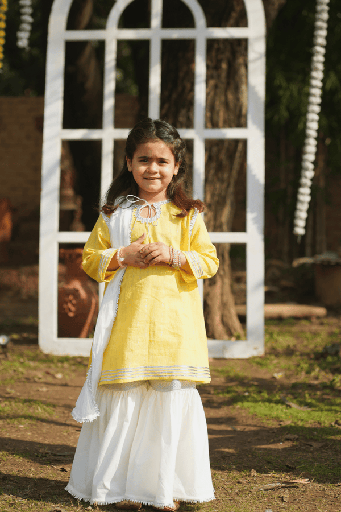 [3-GS-26] Yellow Kurta  Gharara Outfit