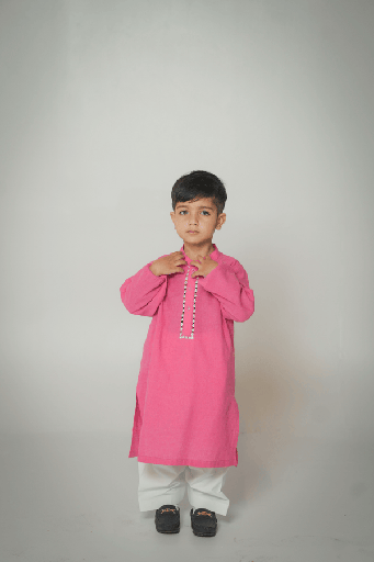 [2-BS-26] Pink Hand Tarkashi Kurta