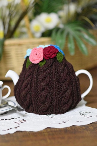 [11.TC.25] Flower Tea Cozy - Chocolate Brown