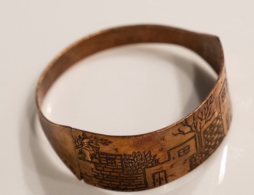 Engraved oxidized metal bracelet