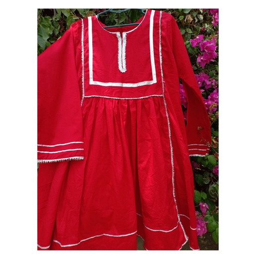 Red dress.