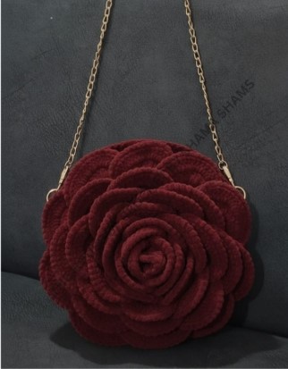 Maroon red crochet bag