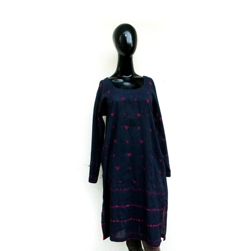 [PK0029-CW-PRT-000340] Navy blue Kurta with Kacho hand embroidery