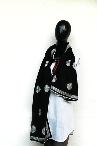 [PK0029-CW-SCF-000488] Stole with jisti/phulkari embroidery