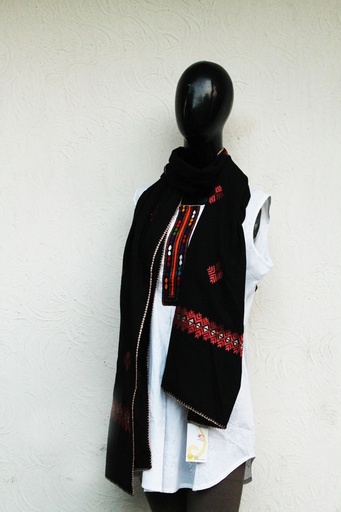 [PK0029-CW-SCF-000489] Stole with jisti/phulkari embroidery