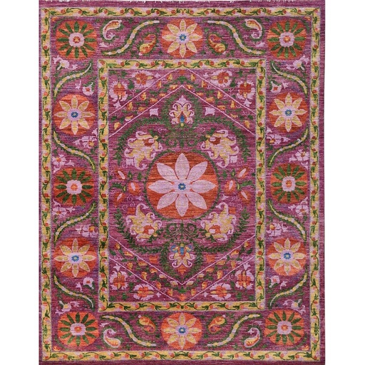 [PK0499-HM-RUG-004265] Suzani Carpet -Wool&Silk- 8x10